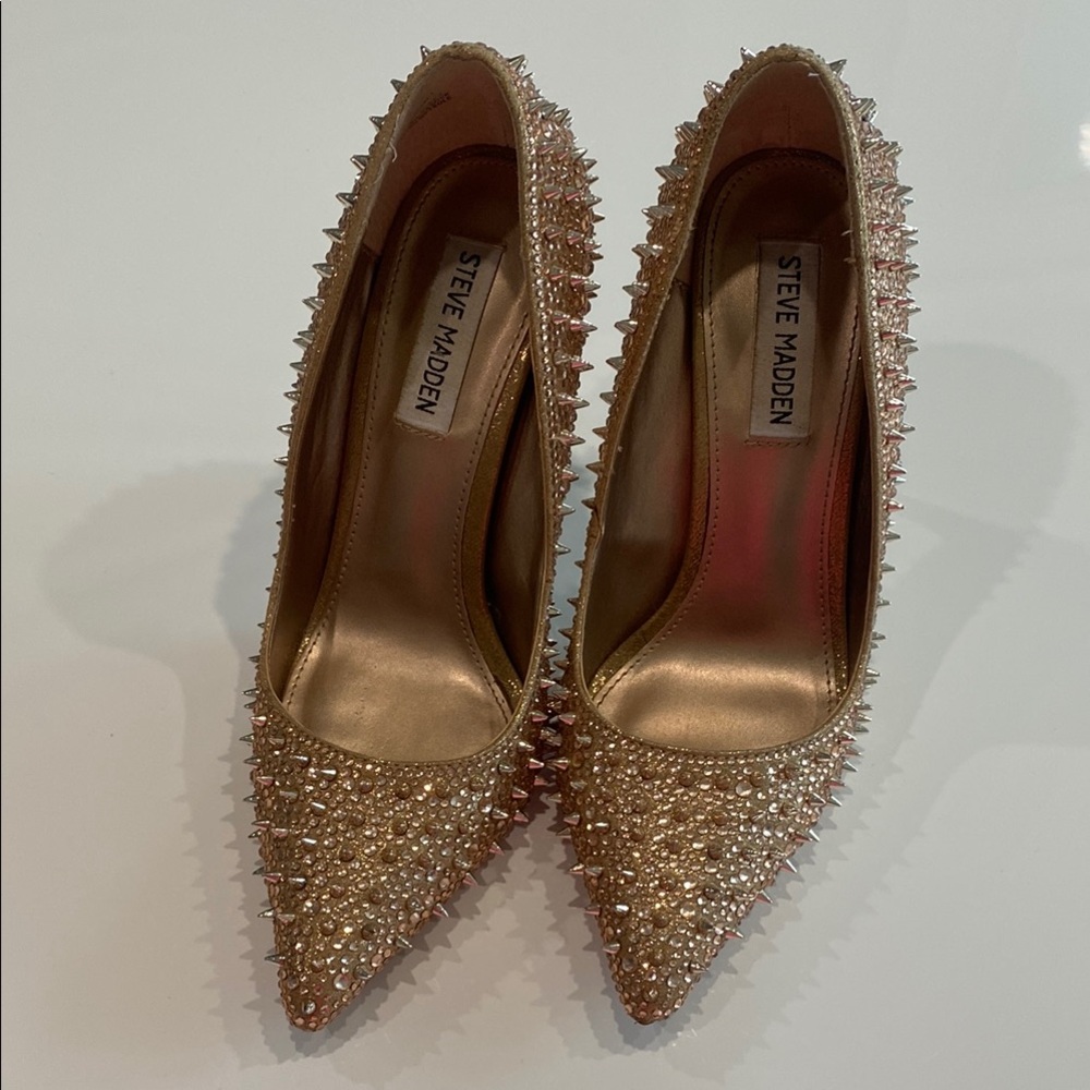 Steve Madden Gold Stiletto Heels with Studded Design size 7.5